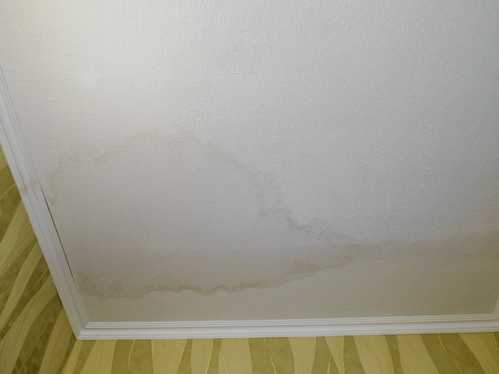 คราบชื้นบนเพดานที่พบหลังจากซ่อมแซมบ้านรอบแรกไปแล้ว